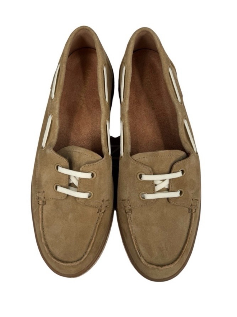 Vionic Bay Boat Suede Leather Women Loafers Size 7.5 In Sand